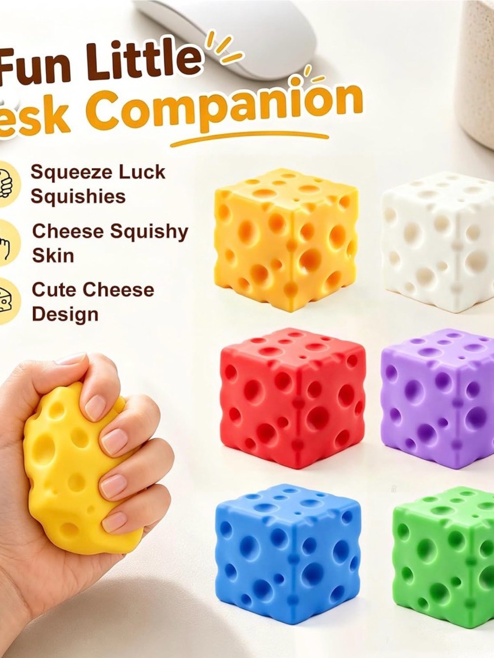 Cute Cheese Squishy Stress Toy - Yellow Kids Toy